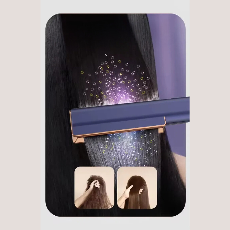 Secador 2 en 1 y Plancha con Tecnología de Iones Negativos para Cabello Húmedo y Seco