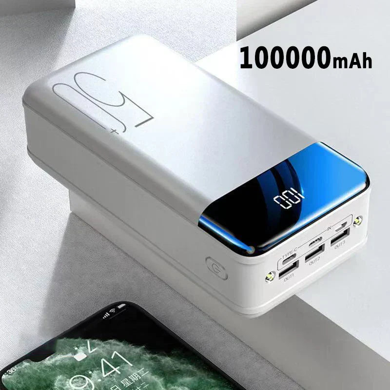 Powerbank 100.000mAh con múltiples puertos USB y diseño portátil