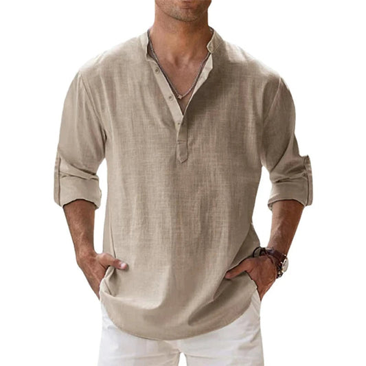 Camisa de lino de manga larga para hombres