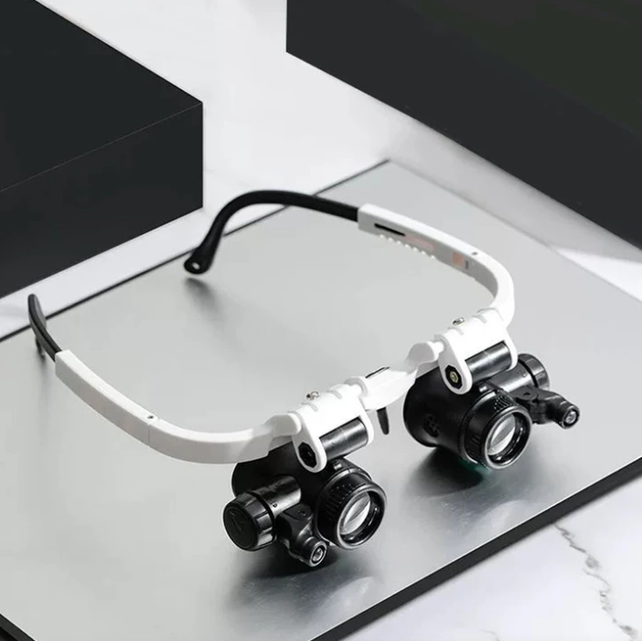 Lupa LED con Lente Ajustable y Banda para la Cabeza para Trabajo de Precisión y Reparaciones