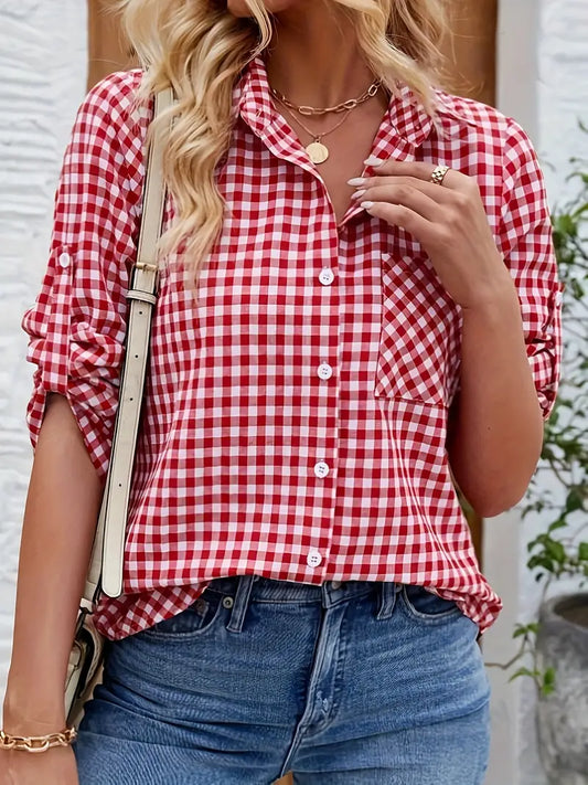 Blusa a Cuadros con Cierre de Botones para Mujer | Ideal para el Verano