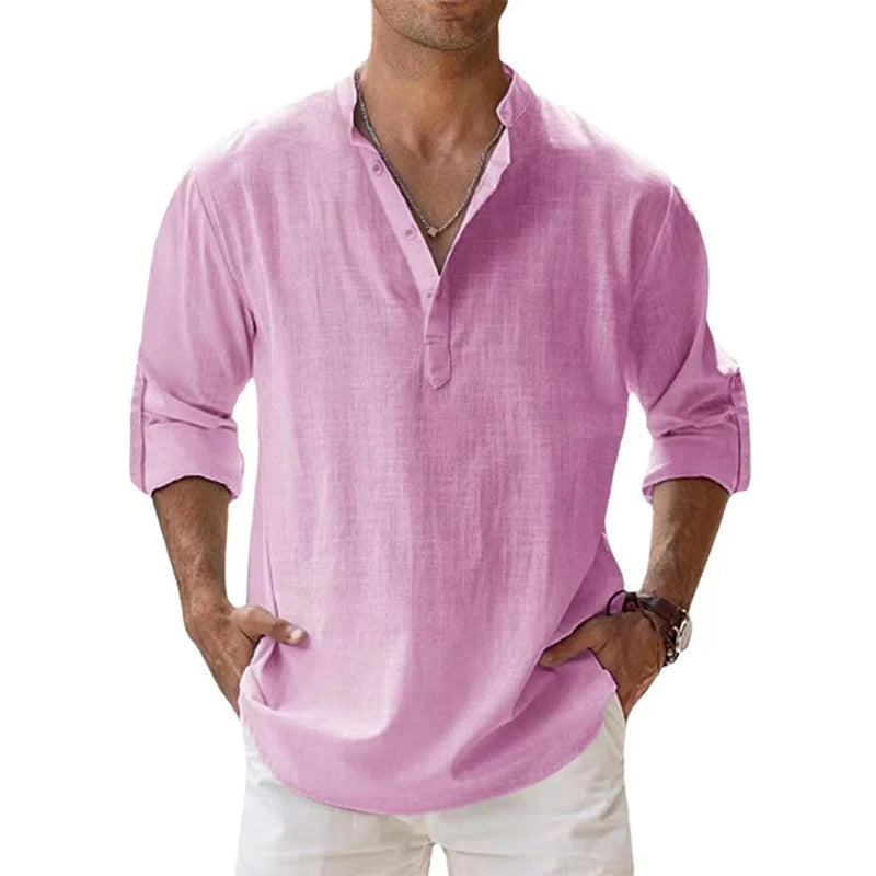 Camisa de lino de manga larga para hombres