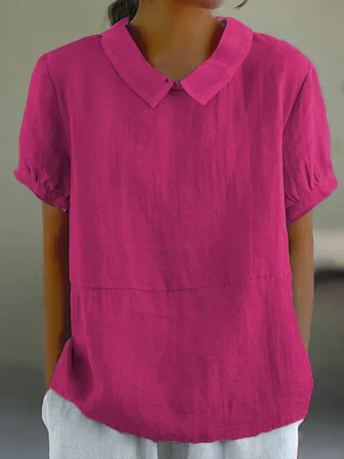 Top Unicolor con Cuello Peter Pan para Mujer | Ideal para Atuendos Informales Diarios