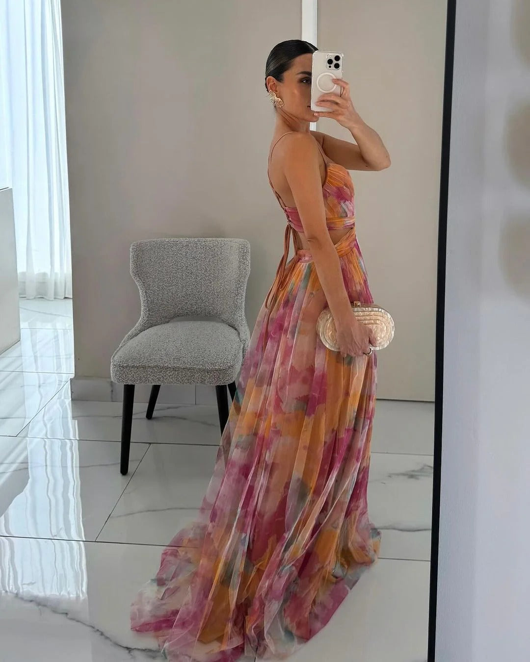Ropa Larga Mujer | Diseño Floral Elegante | Tirantes Finos | Tejido Fluido