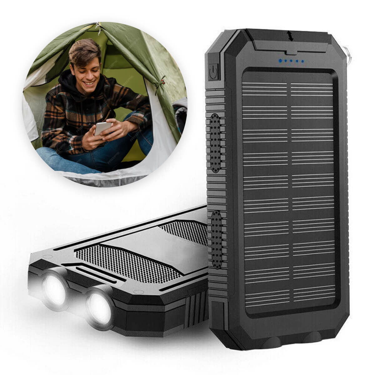 Batería Solar Powerbank con Capacidad de 500000mAh y Puertos USB Dobles