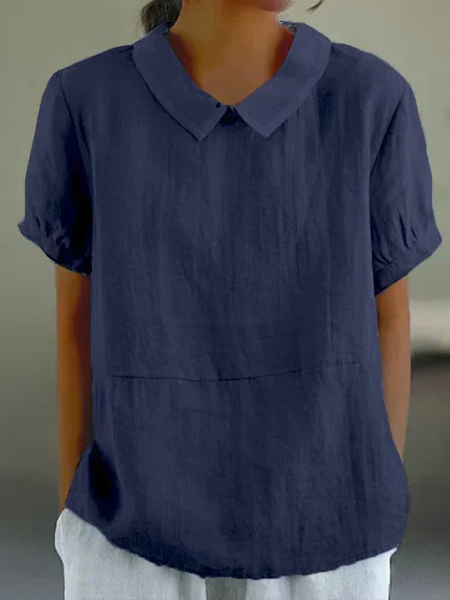 Top Unicolor con Cuello Peter Pan para Mujer | Ideal para Atuendos Informales Diarios