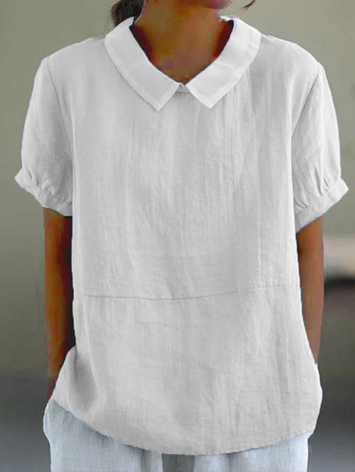 Top Unicolor con Cuello Peter Pan para Mujer | Ideal para Atuendos Informales Diarios