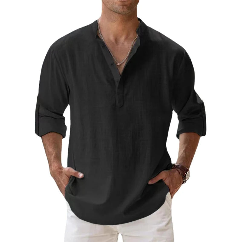 Camisa de lino de manga larga para hombres