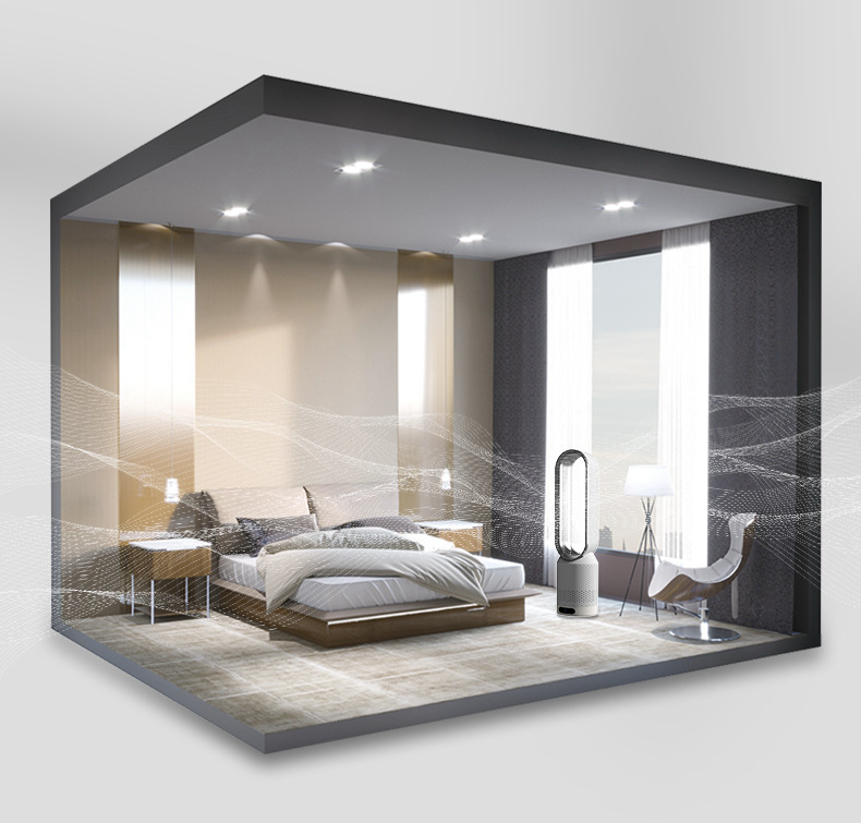 Enfriador de aire sin aspas con purificador de aire e ionizador para espacios interiores