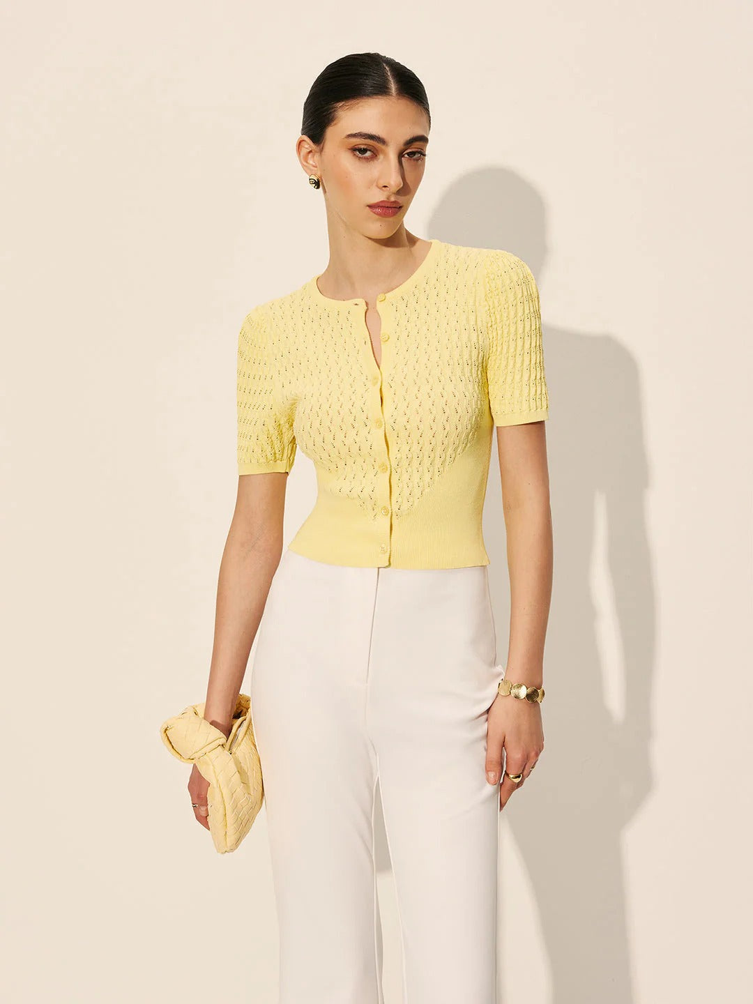 Top de Punto con Botones y Puntos Abiertos para Mujer | Ideal para Atuendos de Temporada o Diarios