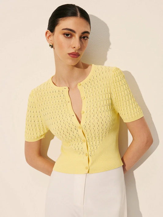 Top de Punto con Botones y Puntos Abiertos para Mujer | Ideal para Atuendos de Temporada o Diarios