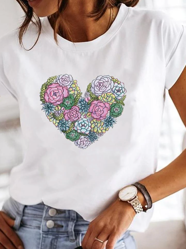 Camiseta Impresa de Corte Casual para Mujer | Ideal para Uso Diario
