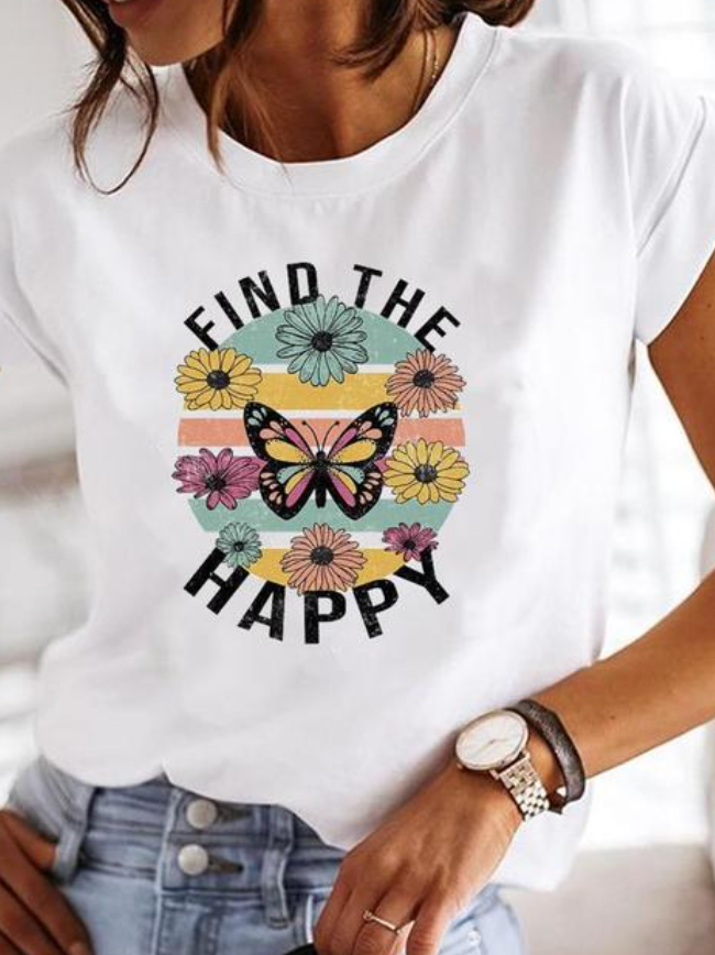 Camiseta Impresa de Corte Casual para Mujer | Ideal para Uso Diario