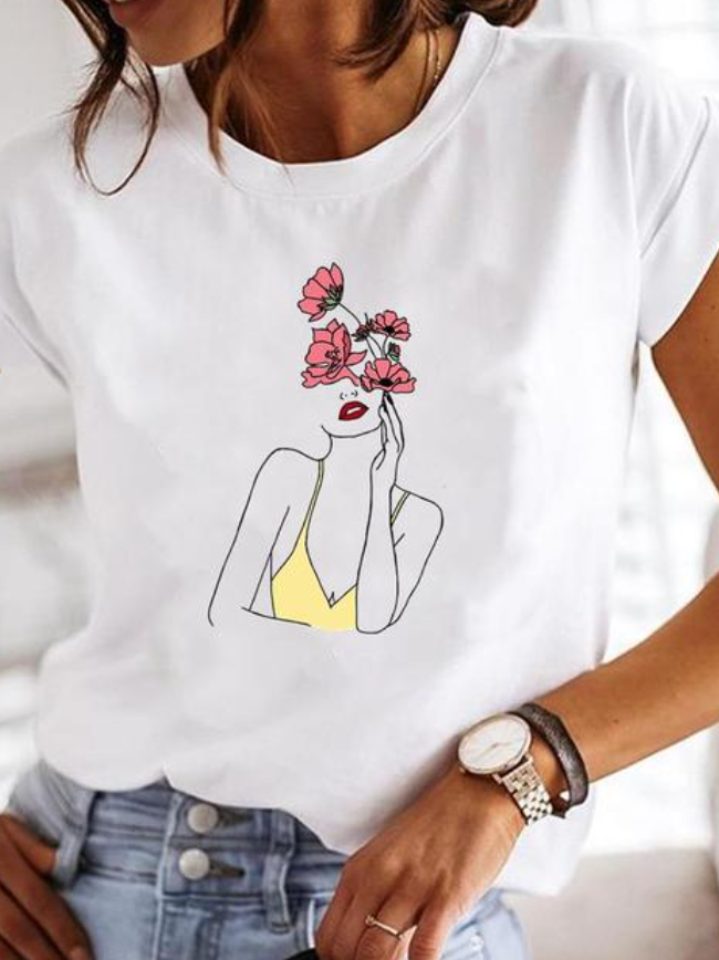 Camiseta Impresa de Corte Casual para Mujer | Ideal para Uso Diario