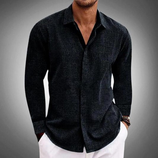 Elias – Camisa de Algodón-Lino con Mangas Largas