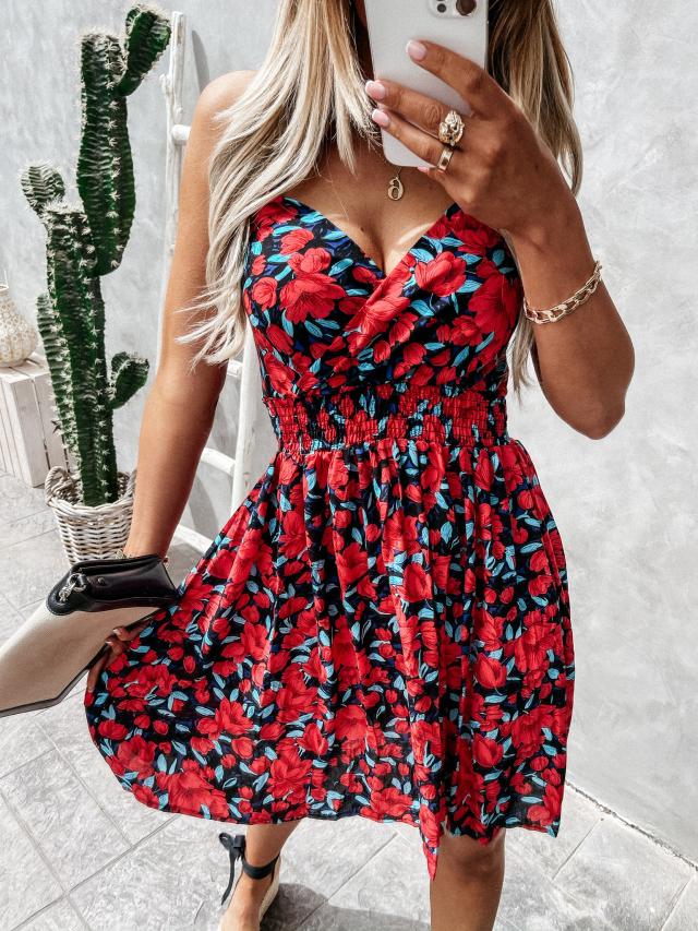 Vestido de Verano para Mujer | Estampado Floral | Escote Profundo con Pliegues Elegantes