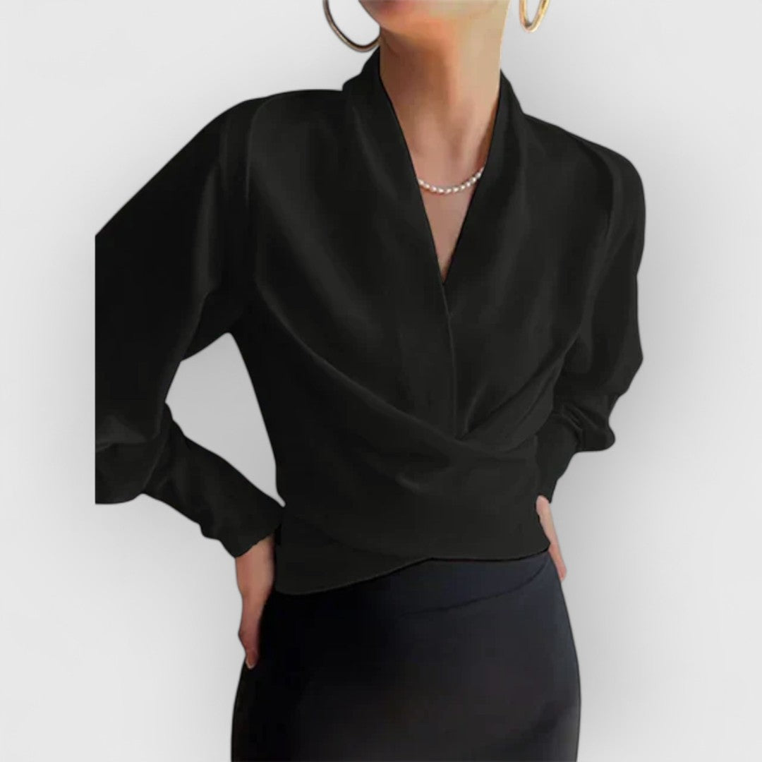 Blusa con Mangas Abullonadas y Botones Frontales para Mujer | Ideal para la Oficina o Eventos Sociales