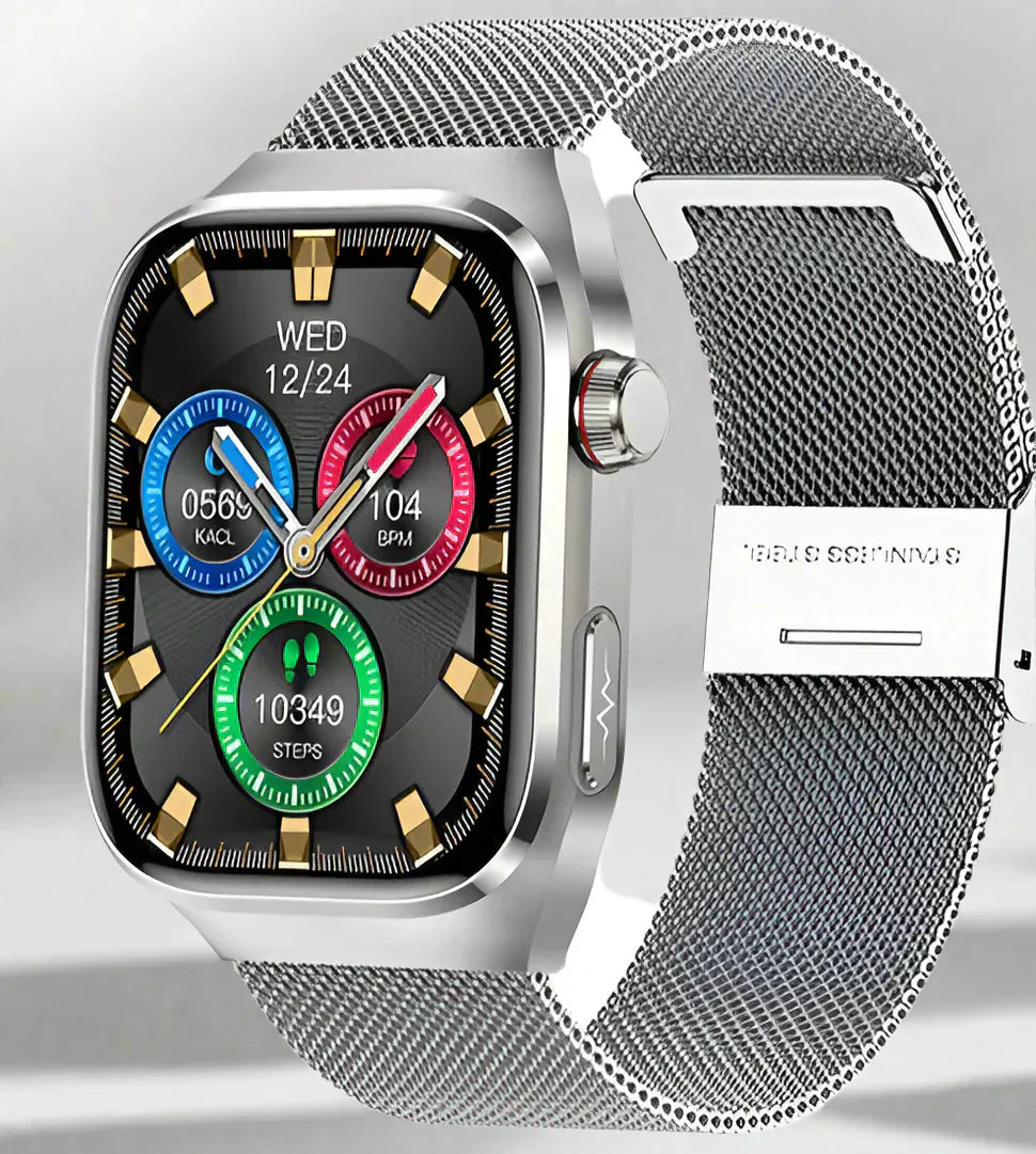 Reloj inteligente de salud avanzado con ECG, medición de glucosa, pantalla AMOLED de 2,04 pulgadas – Pulsera de fitness impermeable