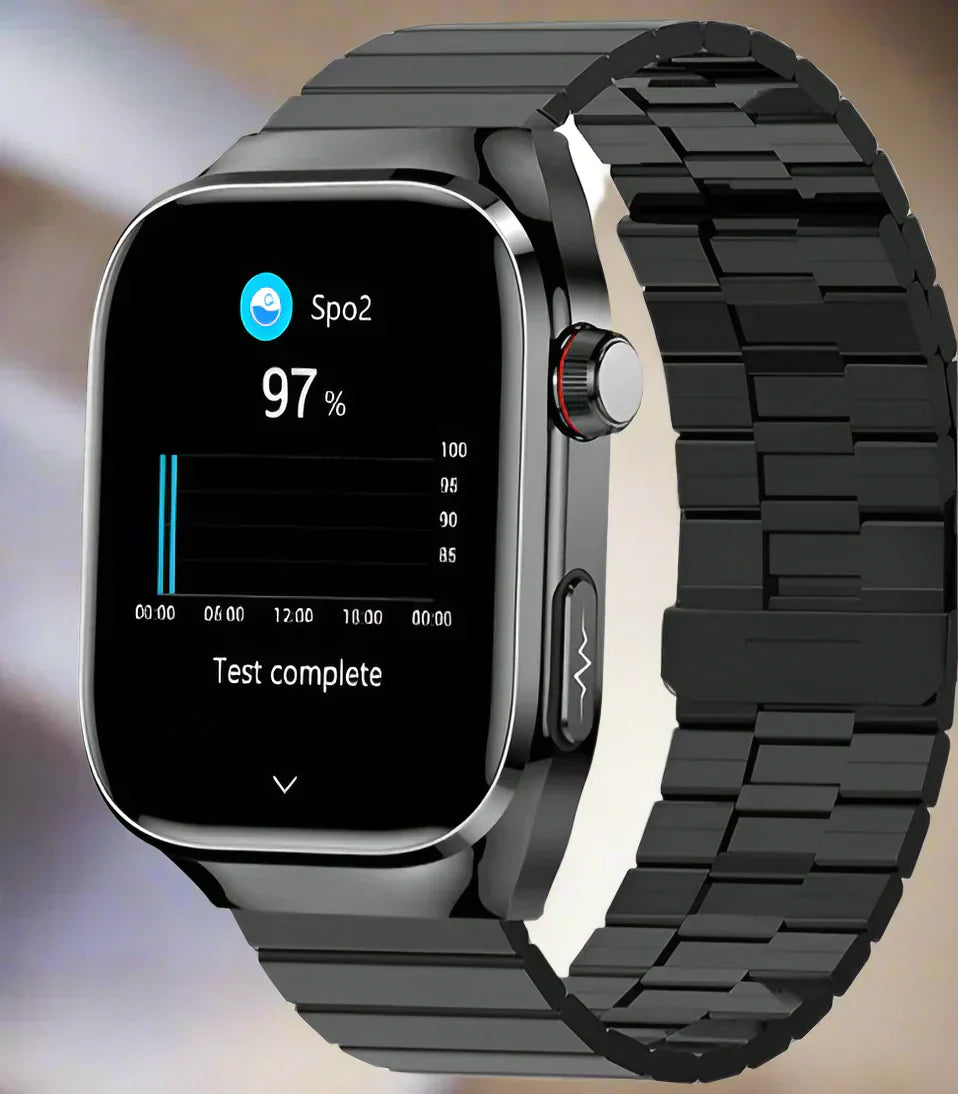 Reloj inteligente de salud avanzado con ECG, medición de glucosa, pantalla AMOLED de 2,04 pulgadas – Pulsera de fitness impermeable