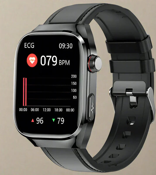 Reloj inteligente de salud avanzado con ECG, medición de glucosa, pantalla AMOLED de 2,04 pulgadas – Pulsera de fitness impermeable