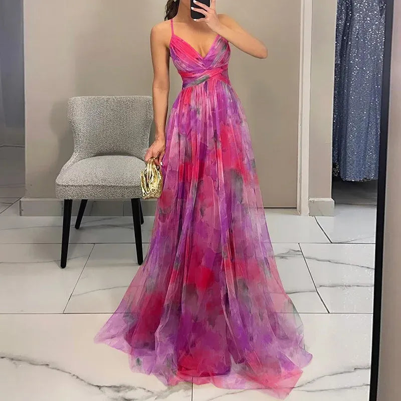 Ropa Larga Mujer | Diseño Floral Elegante | Tirantes Finos | Tejido Fluido
