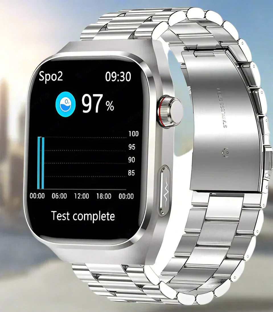 Reloj inteligente de salud avanzado con ECG, medición de glucosa, pantalla AMOLED de 2,04 pulgadas – Pulsera de fitness impermeable