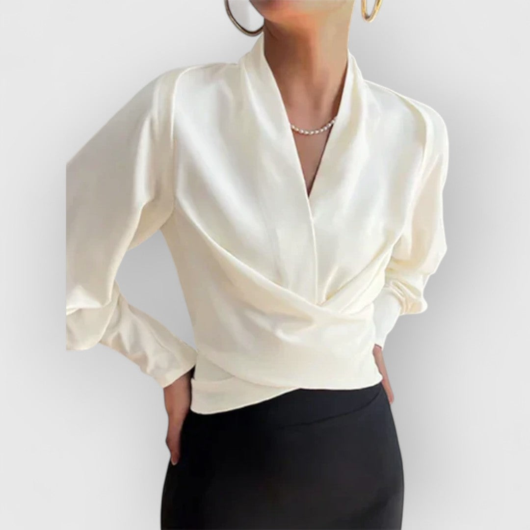 Blusa con Mangas Abullonadas y Botones Frontales para Mujer | Ideal para la Oficina o Eventos Sociales