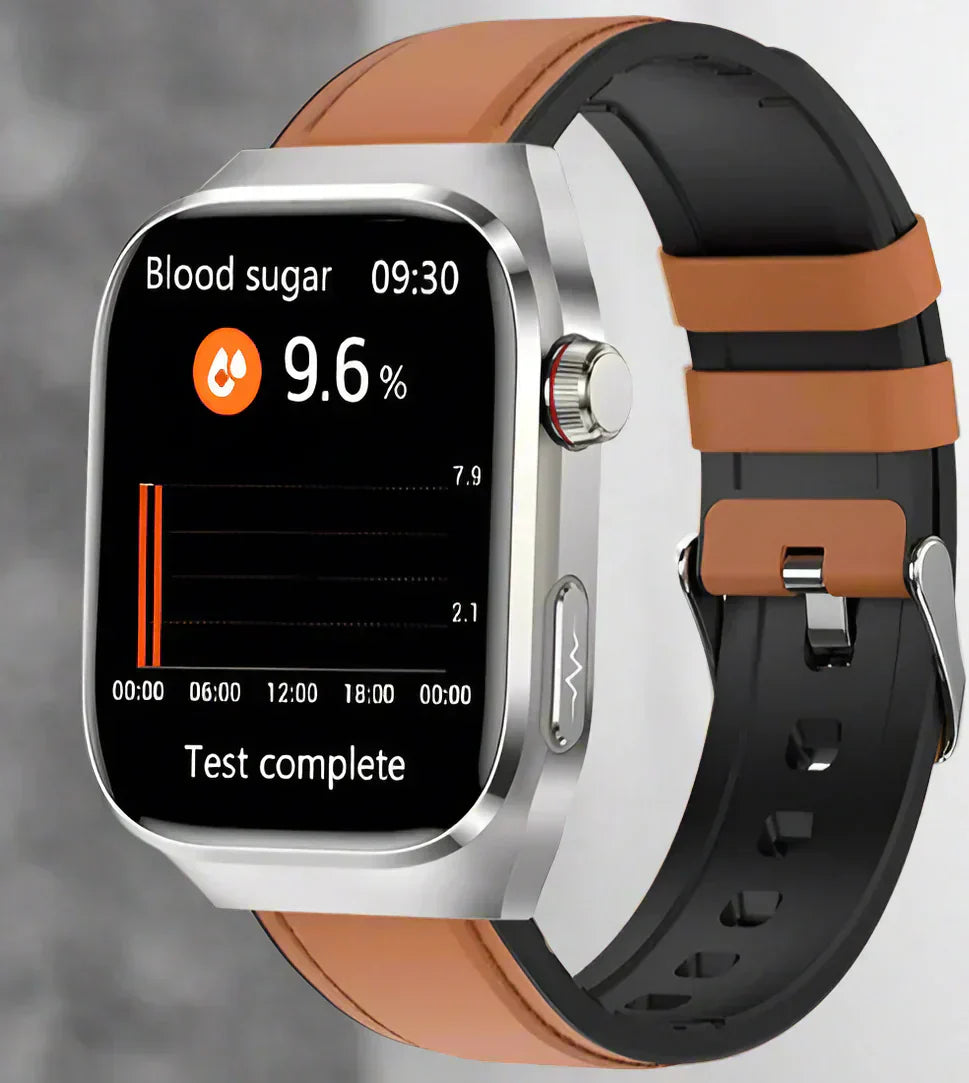 Reloj inteligente de salud avanzado con ECG, medición de glucosa, pantalla AMOLED de 2,04 pulgadas – Pulsera de fitness impermeable