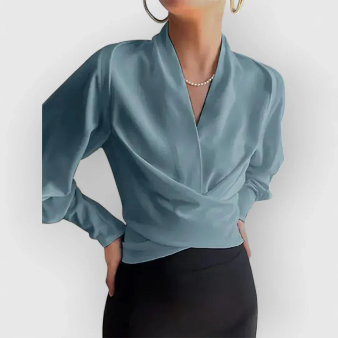 Blusa con Mangas Abullonadas y Botones Frontales para Mujer | Ideal para la Oficina o Eventos Sociales