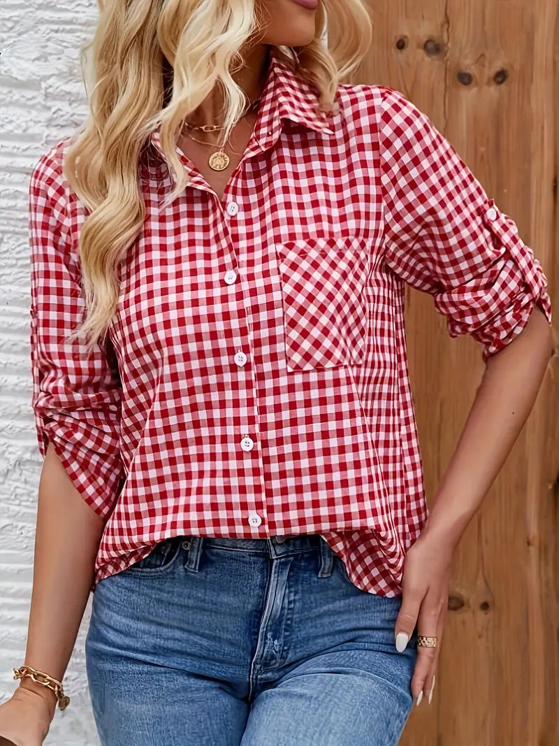 Blusa a Cuadros con Cierre de Botones para Mujer | Ideal para el Verano