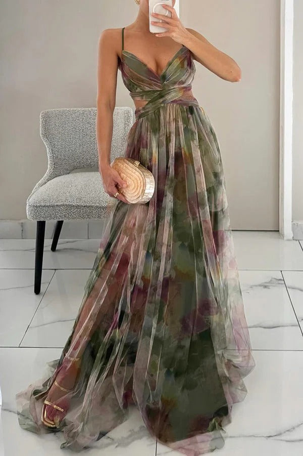 Ropa Larga Mujer | Diseño Floral Elegante | Tirantes Finos | Tejido Fluido