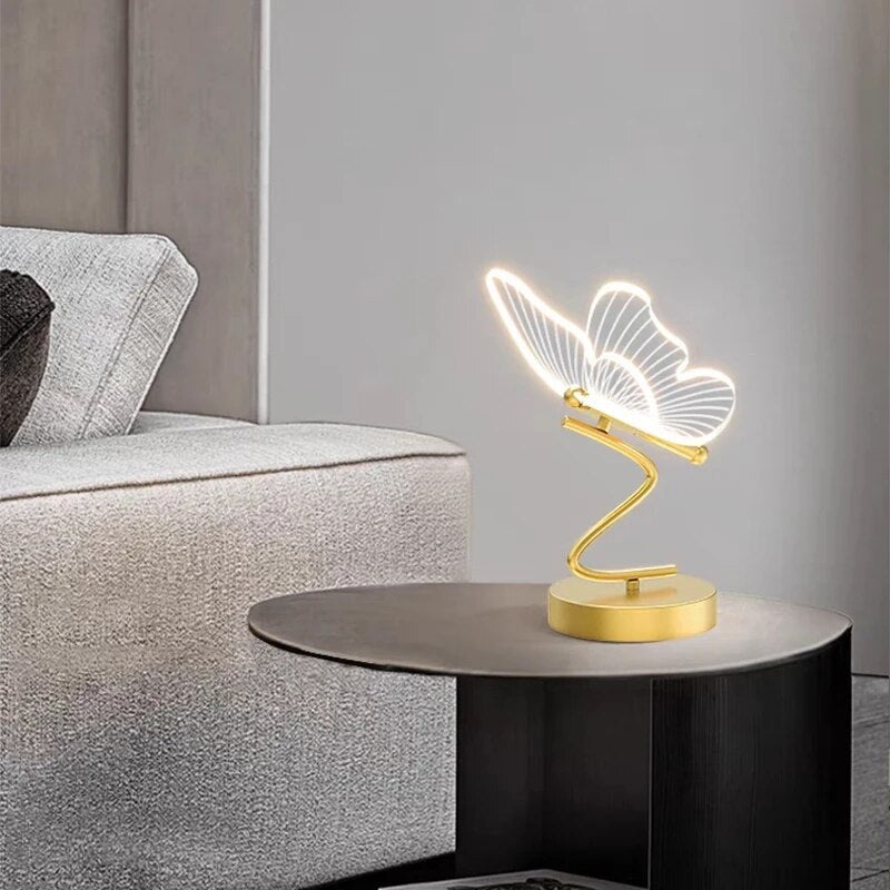 Lámpara de Escritorio LED | Diseño Mariposa Acrílico | Luz Decorativa Ajustable