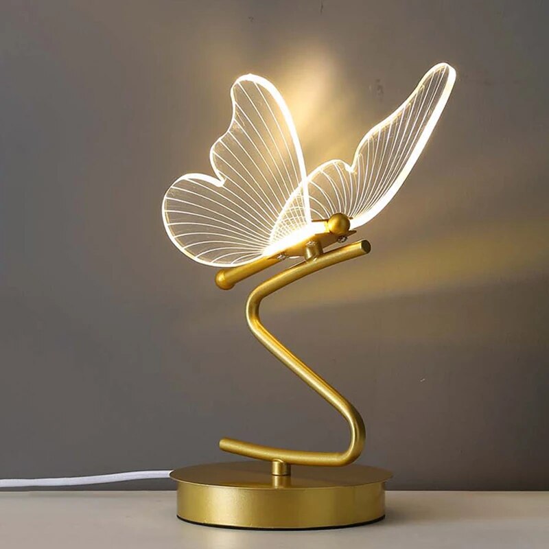 Lámpara de Escritorio LED | Diseño Mariposa Acrílico | Luz Decorativa Ajustable