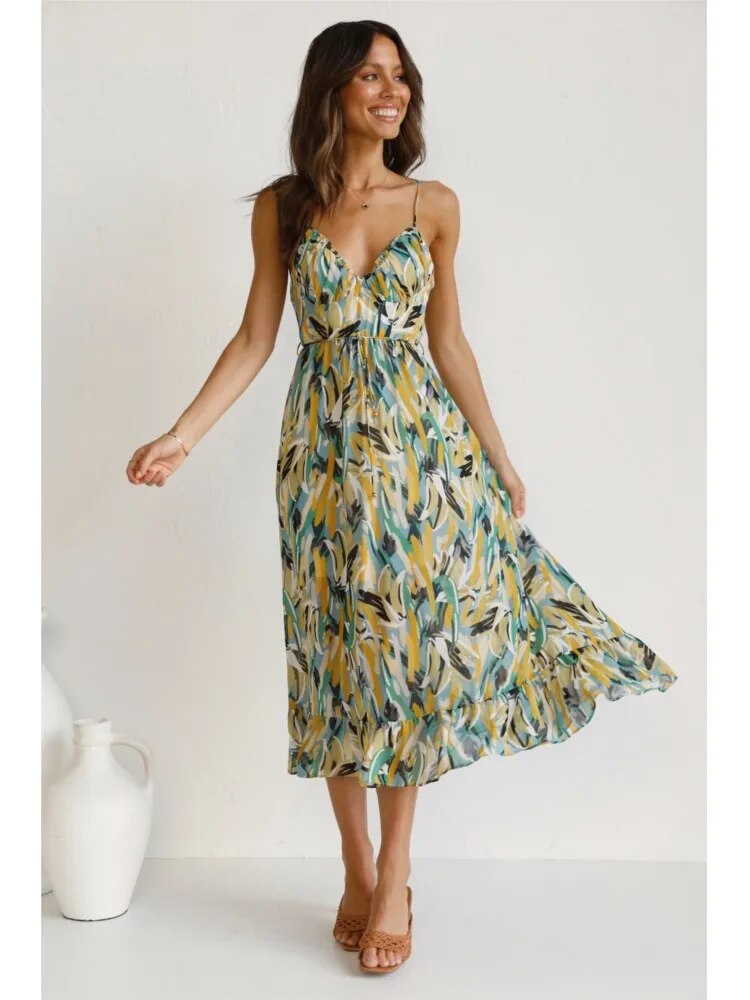 Audrey - Vestido Largo Casual Ligero de Estilo Moderno para Damas