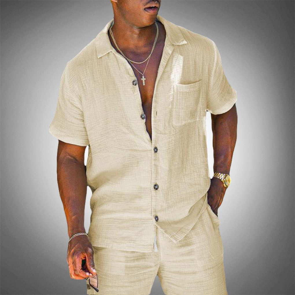 Conjunto de lino de dos piezas para hombres