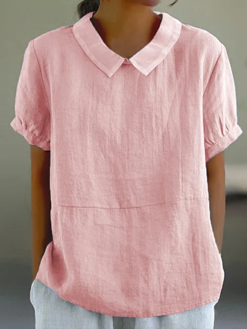 Top Unicolor con Cuello Peter Pan para Mujer | Ideal para Atuendos Informales Diarios