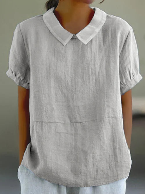 Top Unicolor con Cuello Peter Pan para Mujer | Ideal para Atuendos Informales Diarios