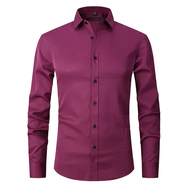 Camisa Hombre Slim-Fit | Sin Planchado | Tejido Elástico Confort