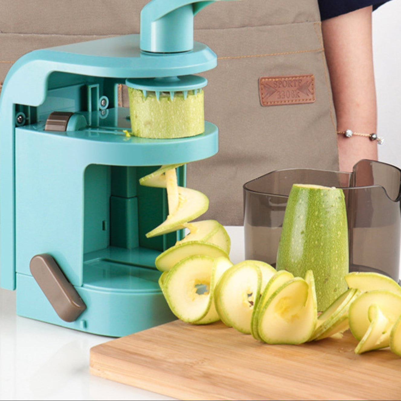 Espiralizador de Verduras Vertical 4 en 1 | Cortador Manual con Cuchillas de Acero Inoxidable | Vega™