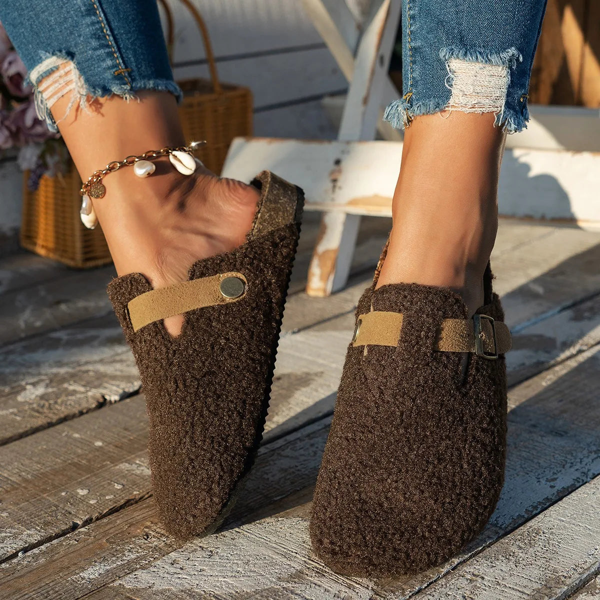 ConfortLuxe – Pantuflas de Lana de Oveja de Lujo para el Invierno