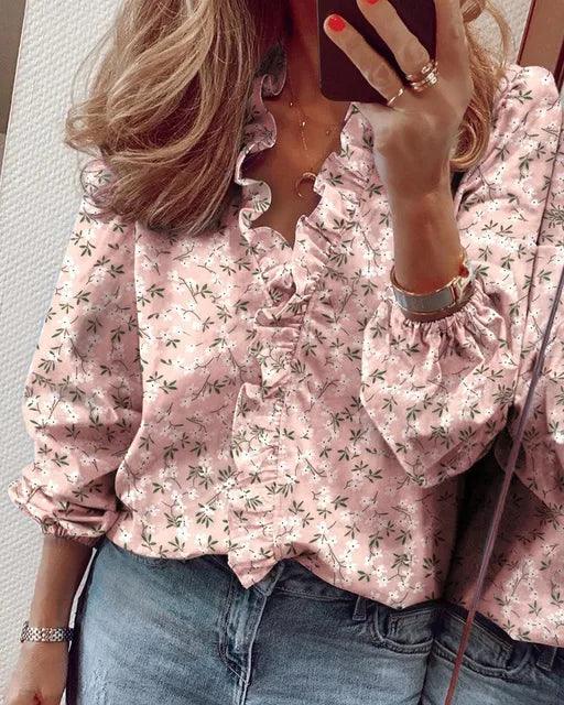 Blusa con Volantes y Mangas Largas para Mujer | Ideal para Ocasiones Informales o Elegantes